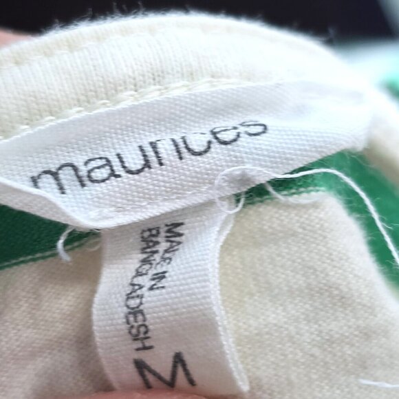 Maurices Striped Long Sleeve Boxy Top Crew Neck Casual Green Beige - Picture 5 of 6